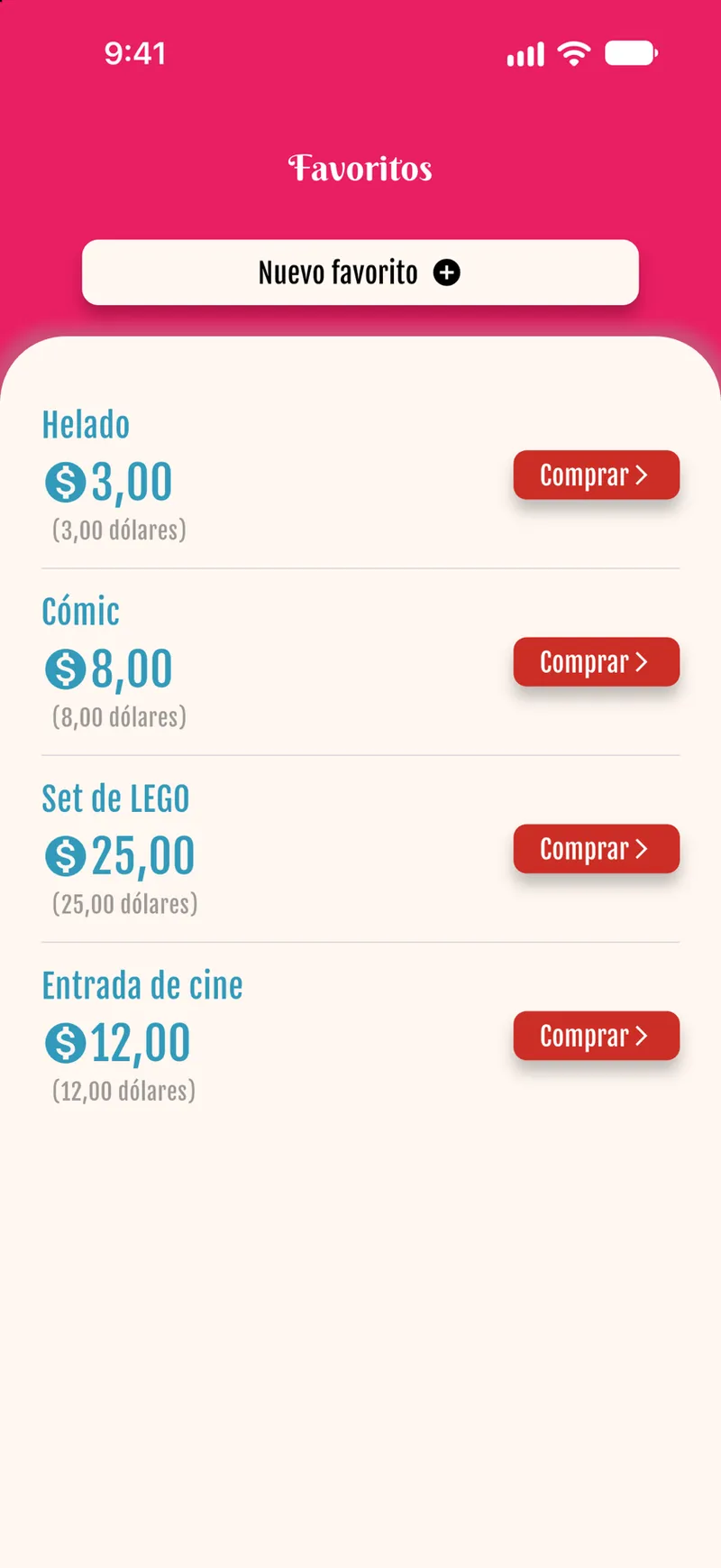 Pantalla de metas de ahorro