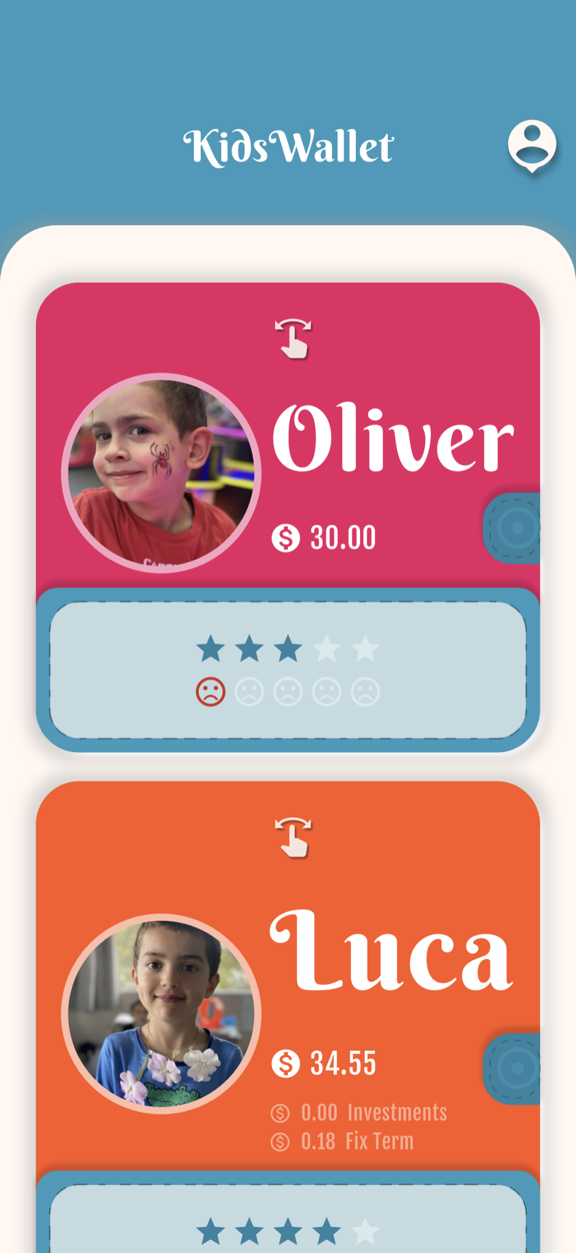 KidsWallet app home screen preview