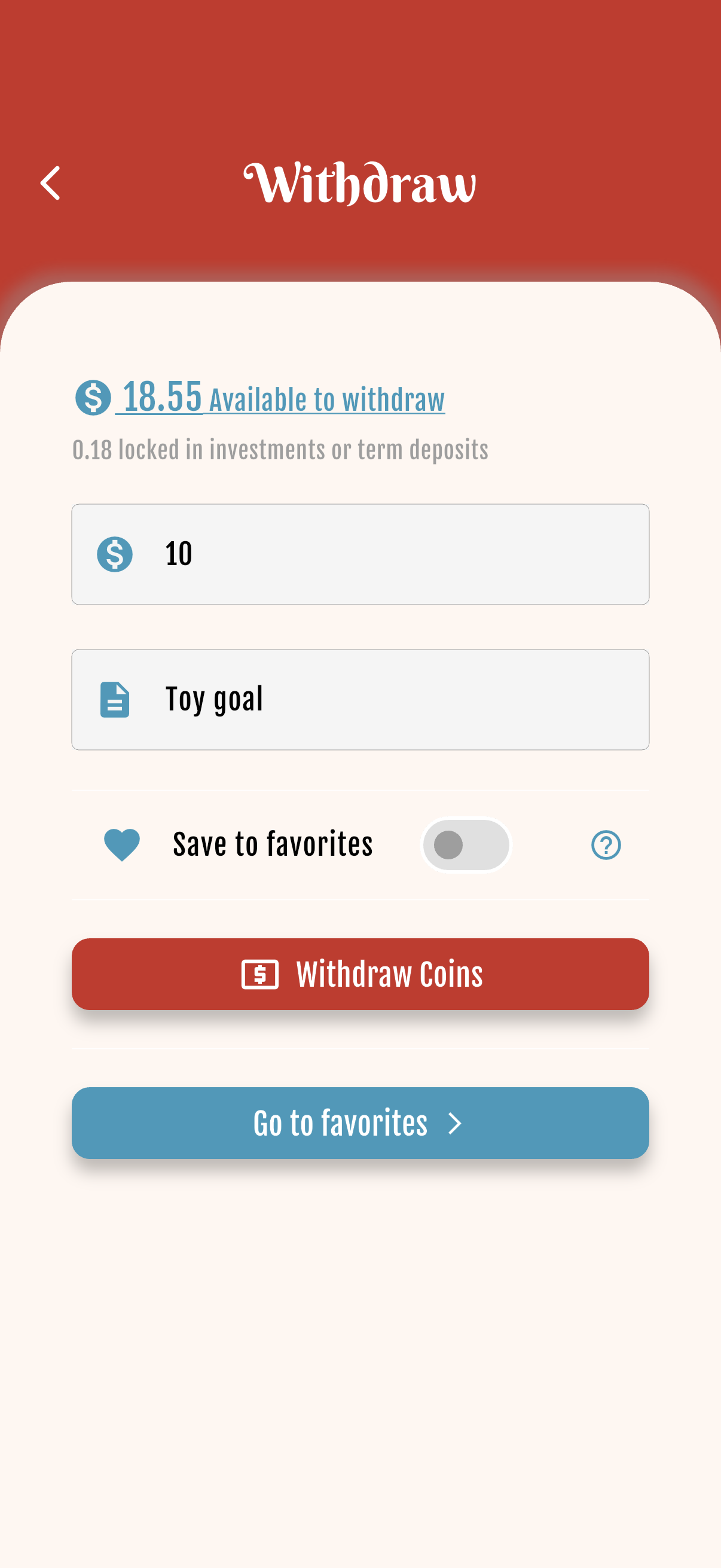 Deposits & Withdrawals — Withdraw