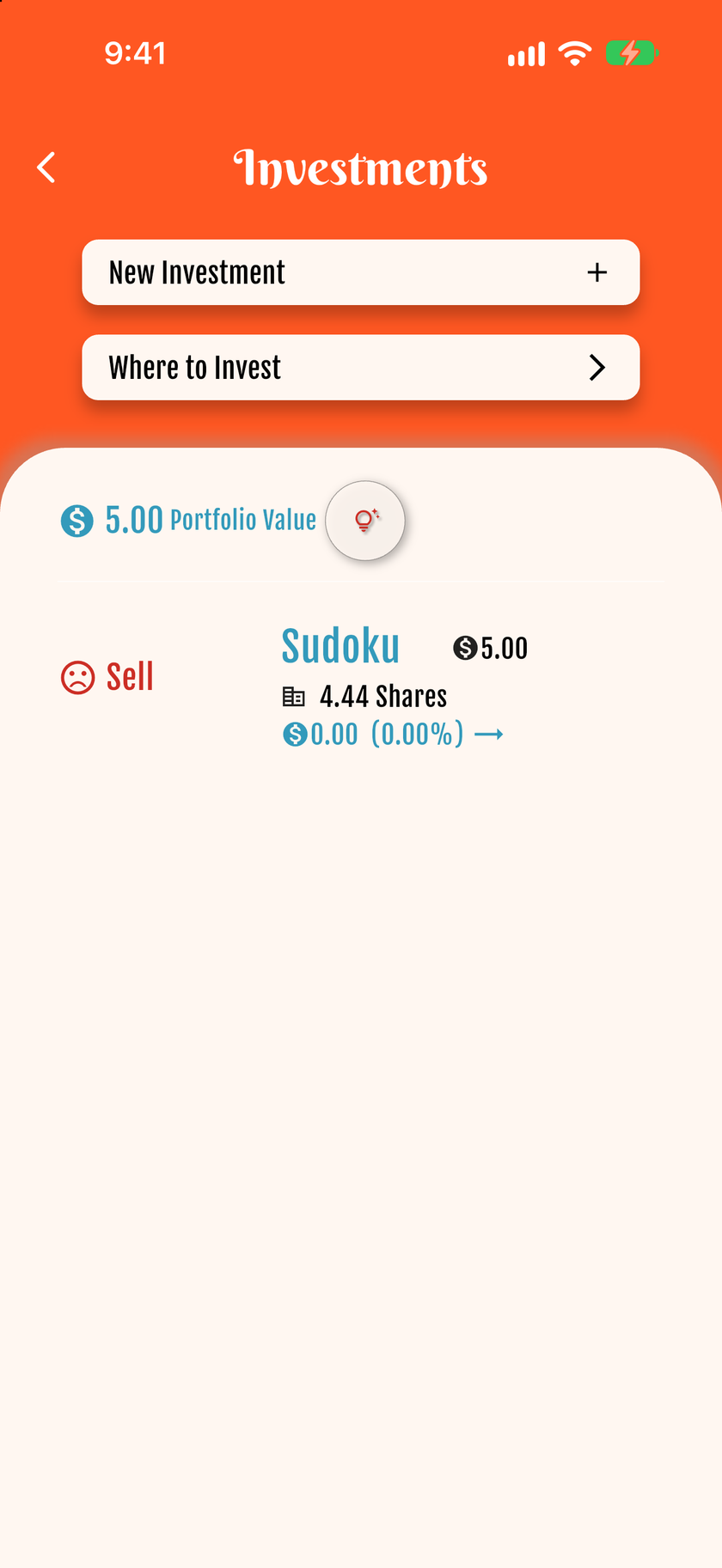 Inversiones — Deslizar para vender / invertir