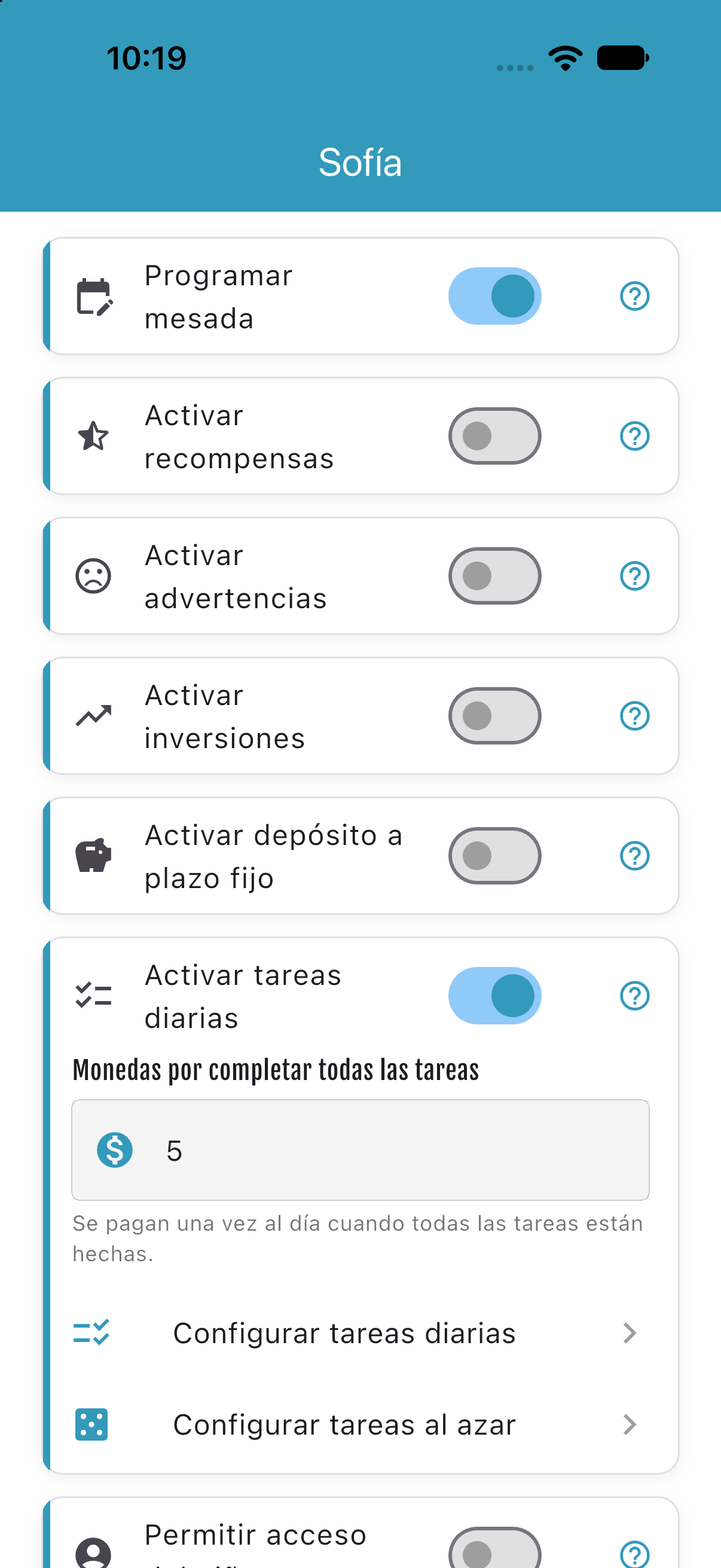 Tasks — Turn on tasks