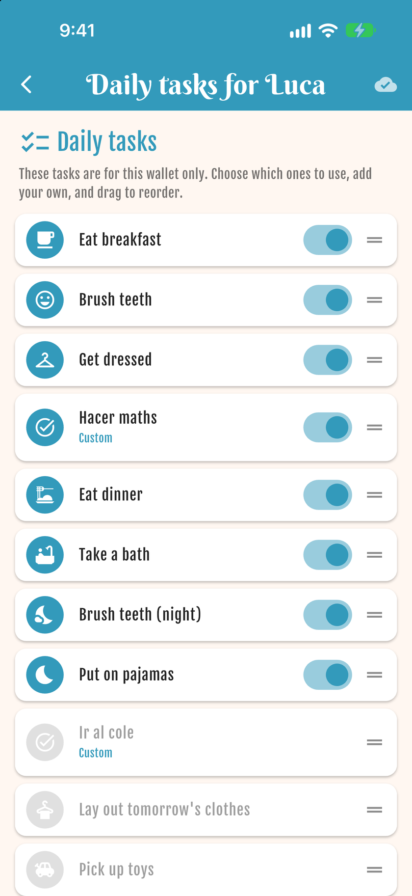 Tasks — Daily list
