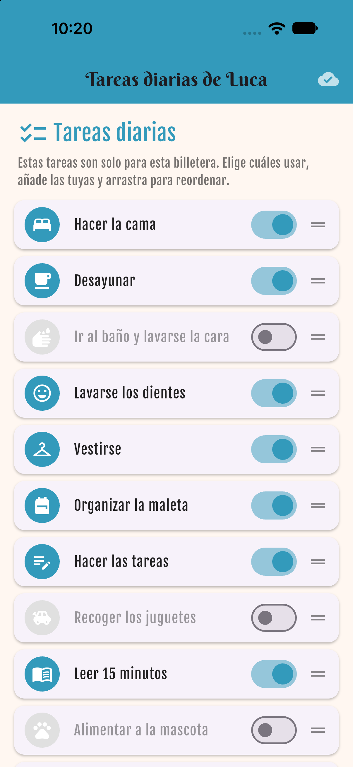 Tasks — Daily list