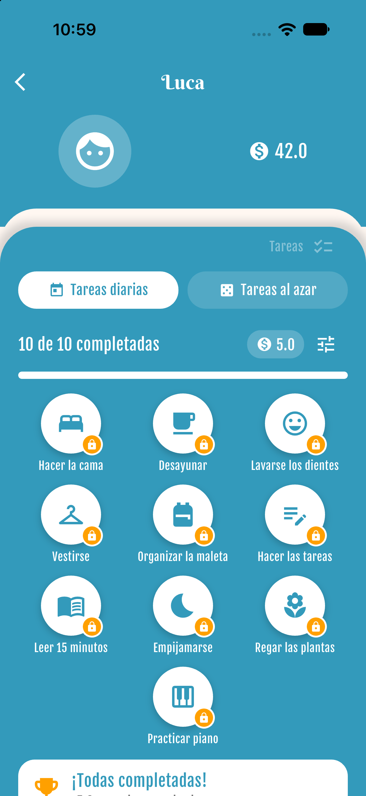 Tarefas — Moedas ao completar