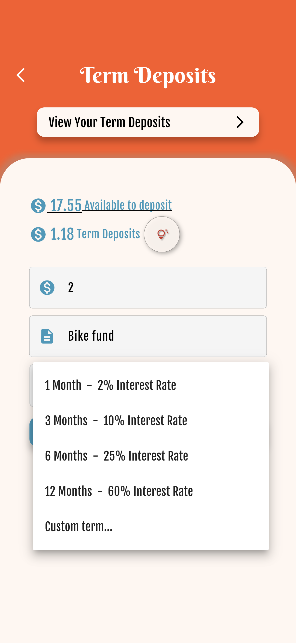 Term Deposits — New term deposit