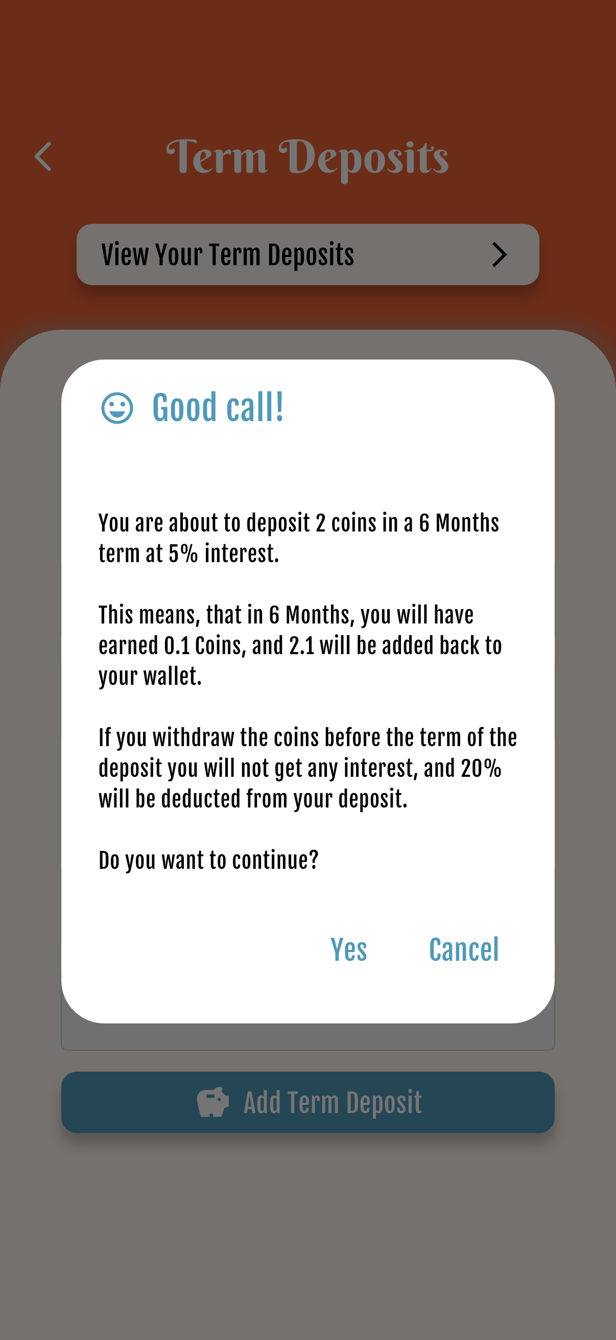 Term Deposits — Confirm lock & interest