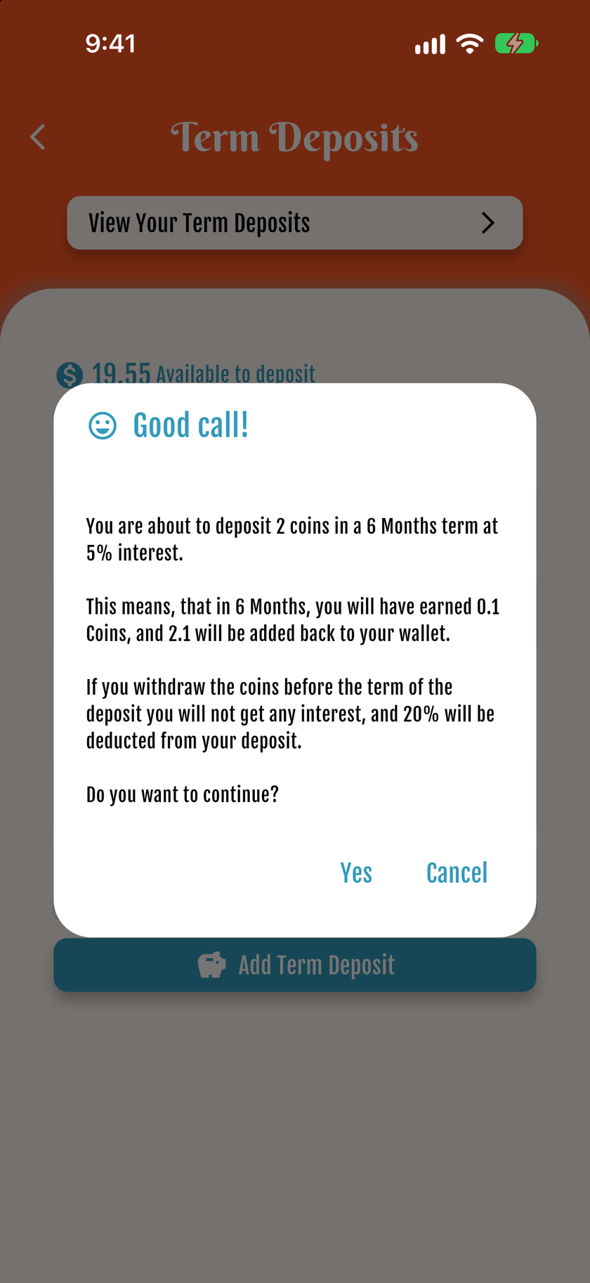 定期存款 — 确认锁定与利息